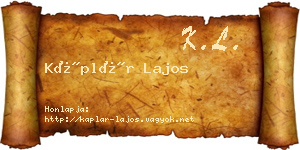 Káplár Lajos névjegykártya
